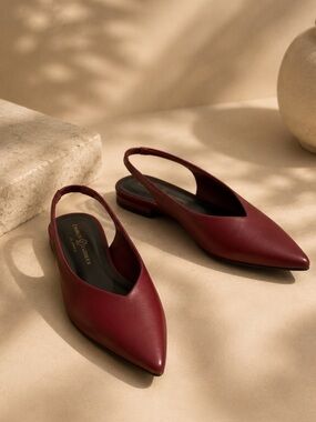Chinese Laundry Burgundy Slingback Pointed Toe Flats Size 10
